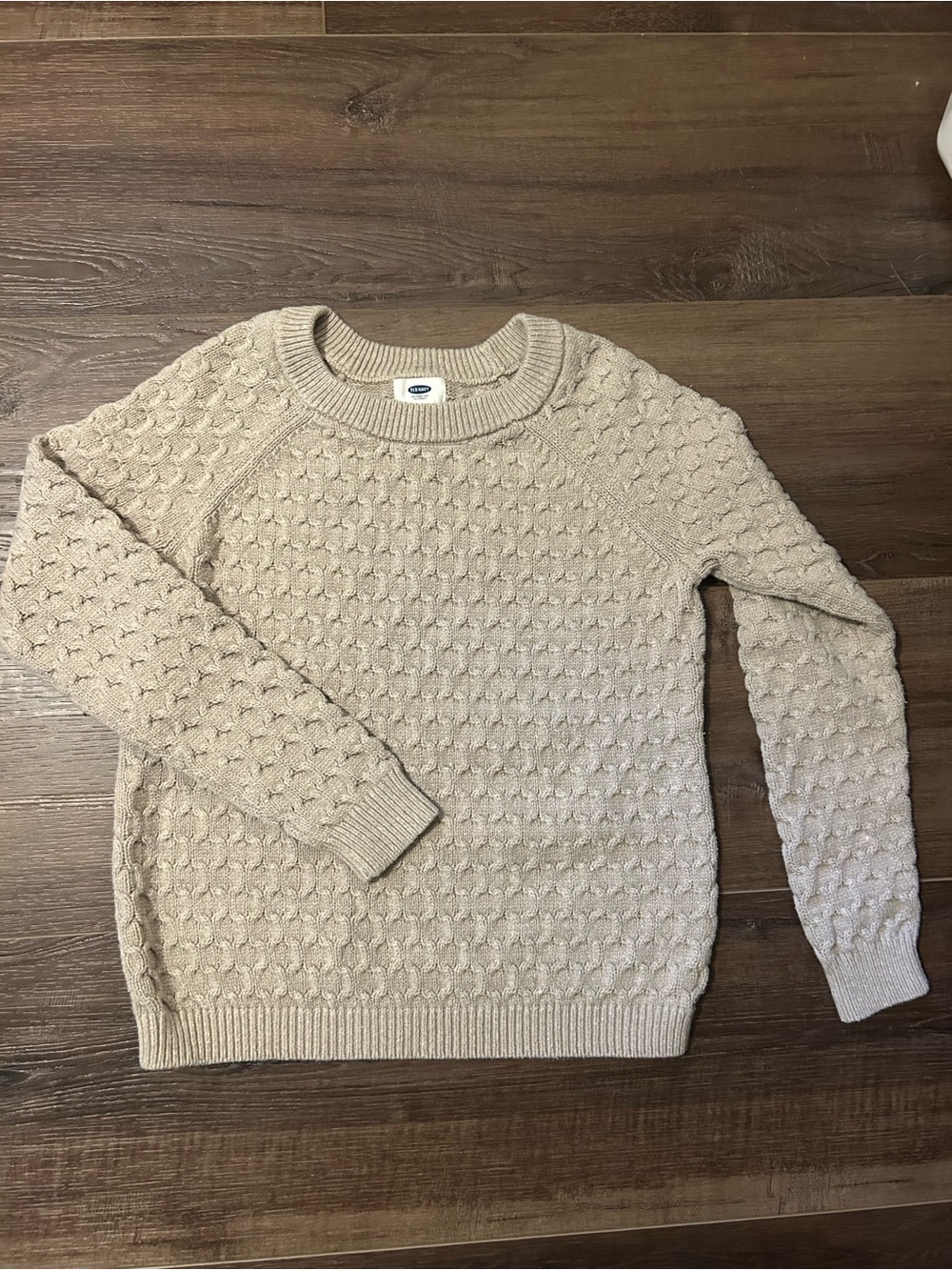 Old Navy Beige Crewneck Sweater with Textured Knit